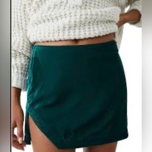 NWT Free People annalise super mini skirt in deep teal size 0 velvet soft